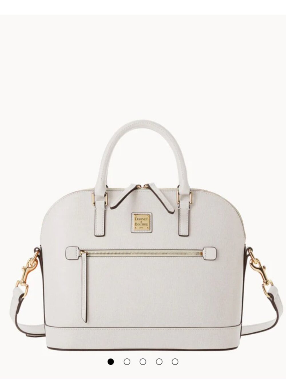 New Dooney & Bourke Saffiano Domed Zip Satchel Ecru